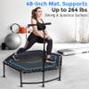 SereneLife 40"/50" Mini Trampoline for Adults - 450/550LBS Fitness Trampoline with Reinforced Springs & Adjustable Safety Handle - Stable & Quiet Supports Whole-Body Workout & Relaxation view 2