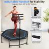 SereneLife 40"/50" Mini Trampoline for Adults - 450/550LBS Fitness Trampoline with Reinforced Springs & Adjustable Safety Handle - Stable & Quiet Supports Whole-Body Workout & Relaxation view 3