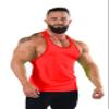 Crazee Wear Men's Orange Bodybuilding, Weight Lifting, Y-Back, Gym Fitness, Workout, Training, Tank Top view 1