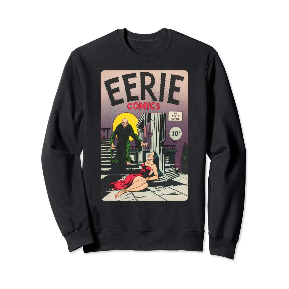 Eerie Retro Girl in Bondage Monster Poster Horror Comic Book Sweatshirt