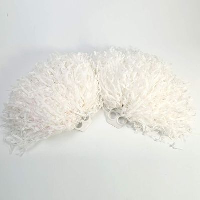 8 Colors 2pcs Cheerleading Poms, PE Cheer Poms Cheerleading Kit Accessories Special for Kindergarten Children s Activities Cheerleading Kit Finger Ring (White)