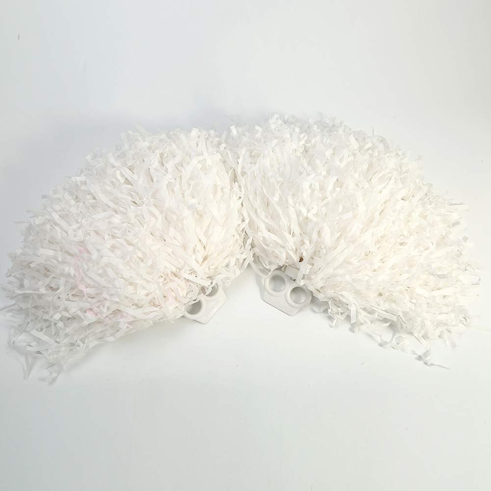 8 Colors 2pcs Cheerleading Poms, PE Cheer Poms Cheerleading Kit Accessories Special for Kindergarten Children s Activities Cheerleading Kit Finger Ring (White)