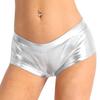 YONGHS Women's Shiny Metallic Faux Leather Low Rise Booty Shorts Hot Pants Dance Bottoms Silver X-Large view 2