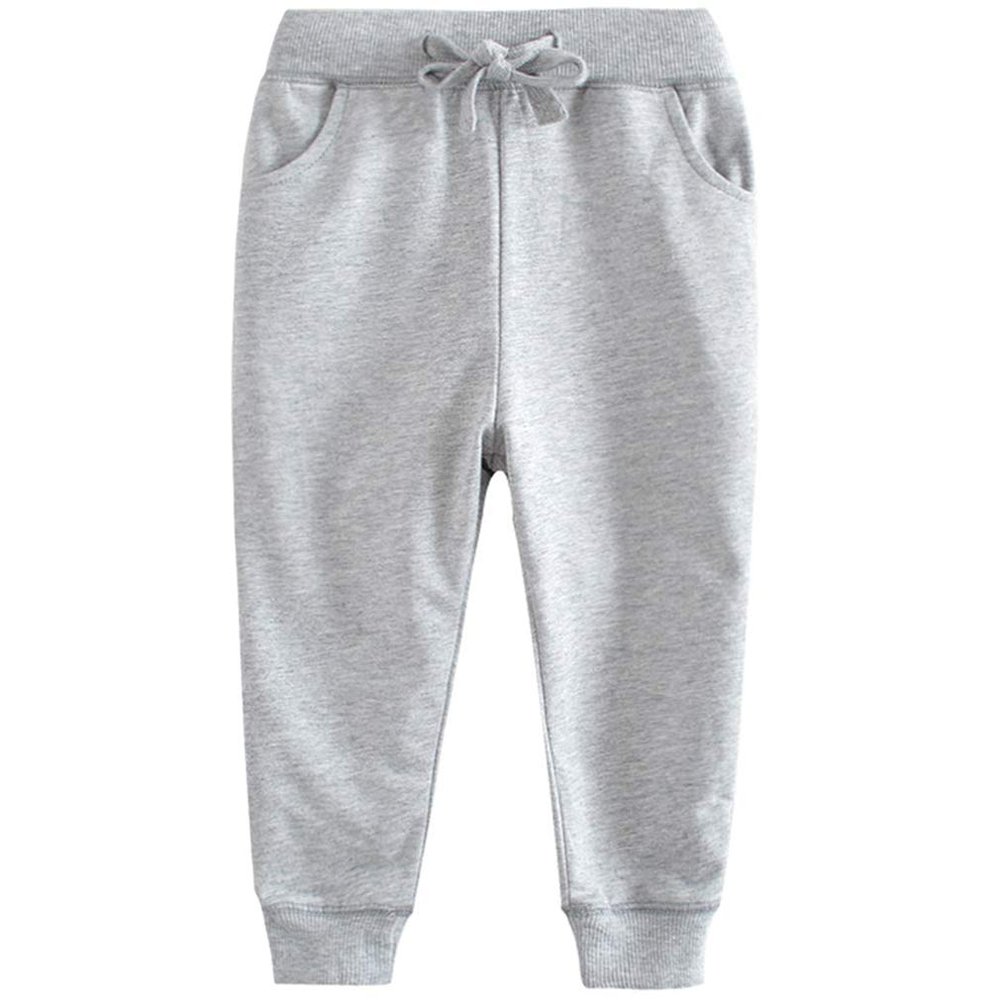 GLEAMING GRAIN Toddler Boys Jogger Pants 3T Boys Joggers Drawstring Elastic Waist Cotton Casual 3T Sweatpants Solid Gray 3T