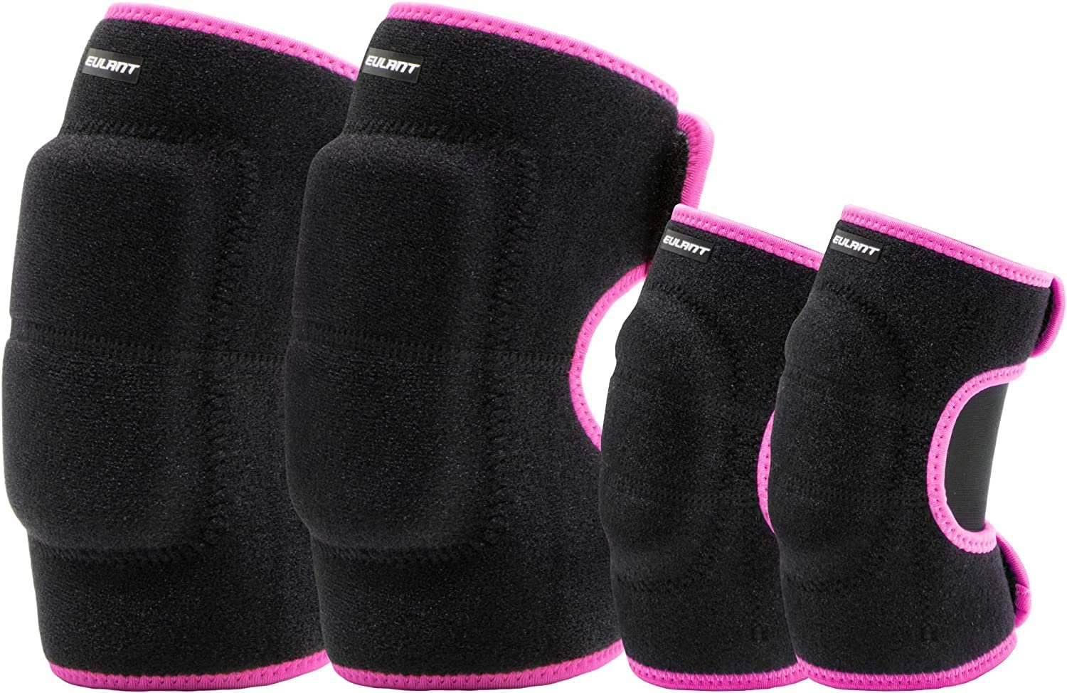 EULANT Adjustable Soft Elbow Pads and Knee Pads for Kids, Child Protective Pad Sets for Bicycle Roller Skating Basketball Football Volleyball Dancing Kneeling,Rose M