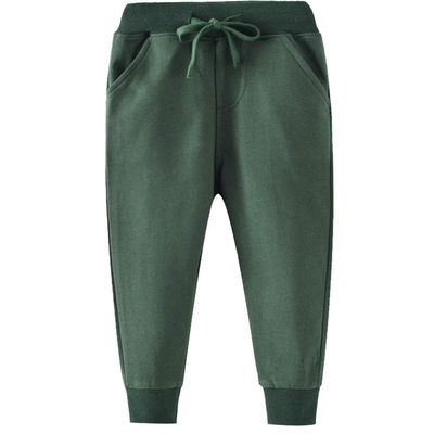 GLEAMING GRAIN Toddler Boys Jogger Pants 4T Boys Joggers Drawstring Elastic Waist Cotton Casual Sweatpants Solid Green
