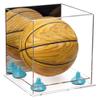 Better Display Cases Acrylic Mini - Miniature (not Full Size) Basketball Display Case with Mirror, Light Blue Risers and Clear Base (A015-BLR) view 1