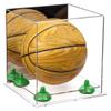 Better Display Cases Acrylic Mini - Miniature (not Full Size) Basketball Display Case with Mirror, Green Risers and Clear Base (A015-GRR) view 1