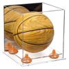 Better Display Cases Acrylic Mini - Miniature (not Full Size) Basketball Display Case with Mirror, Orange Risers and Clear Base (A015-OR) view 1