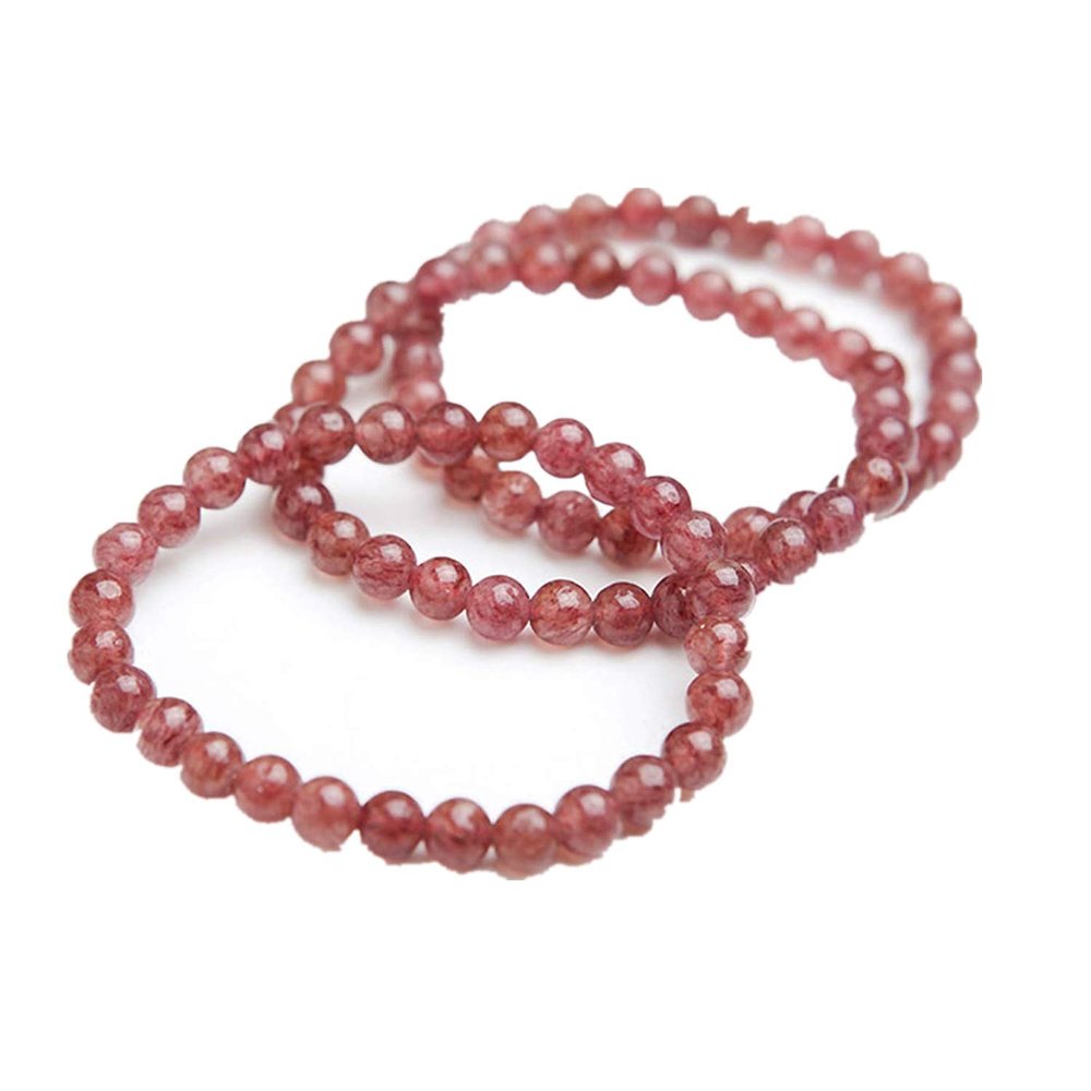 Top Natural Red Strawberry Quartz Crystal Round Beads Women Bracelet 6mm AAAA