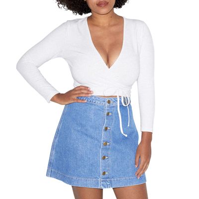American Apparel womens Cotton Spandex Julliard Long Sleeve Top Shirt, White, Medium US