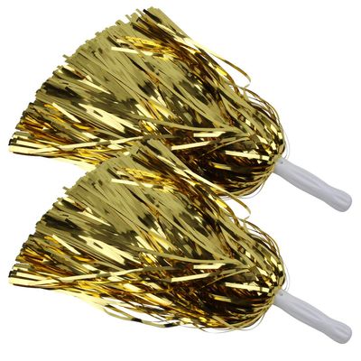 ICObuty Metallic Cheerleading Pom Poms Foil Fluffy 12 inch 2 Pack NO Sheddingfor Sport Squads Dance Hen Party Stage Performance Celebration (Gold)