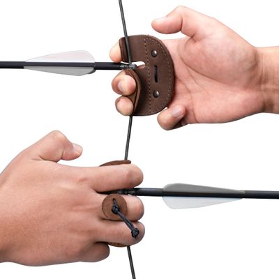 Hide & Drink, Archery Finger Tab, Protect Guard for Recurve Bows, Finger Protector, Shooting Practice Gear Sports & Outdoors, Full Grain Leather, Handmade, Bourbon Brown