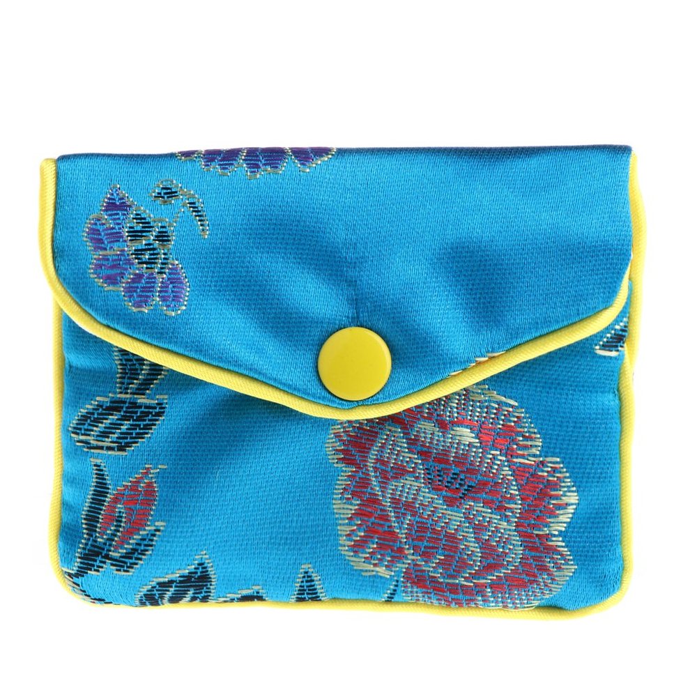 Youngy Jewelry Storage Bags Silk Chinese Tradition Pouch Purse Gifts Jewels Organizer - Blue