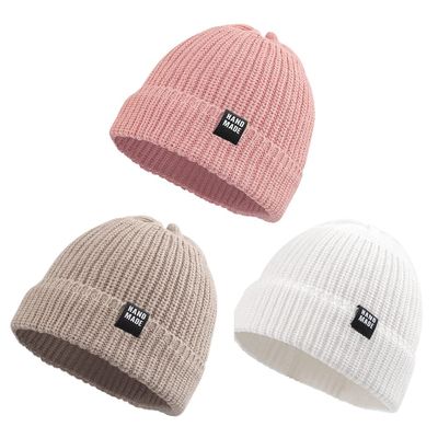 JANGANNSA Simple Knitted Baby Beanie Hip-Hop Boys Winter Hat Toddler Kids Bonnet for Girls 0-5Y (White+Pink+Beige,L)