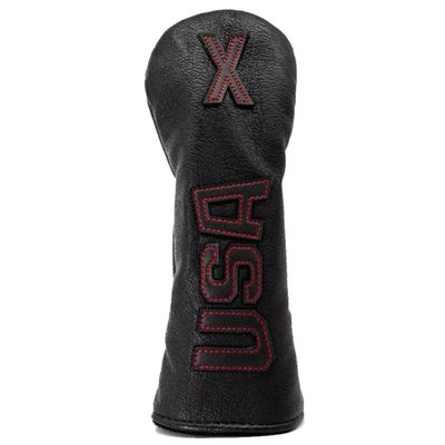 Black USA Golf Hybrid Head Cover, Interchangeable Golf Rescue Hybrid Headcover, Synthetic Leather Golf Club Cover for Men Golfer fits for All Brand (Black-red(for Ut))
