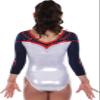 Reflection 3/4 Sleeve in Silver/White - Adult Extra Small - Red, White, and Blue Clearance Competition Leotard! view 2