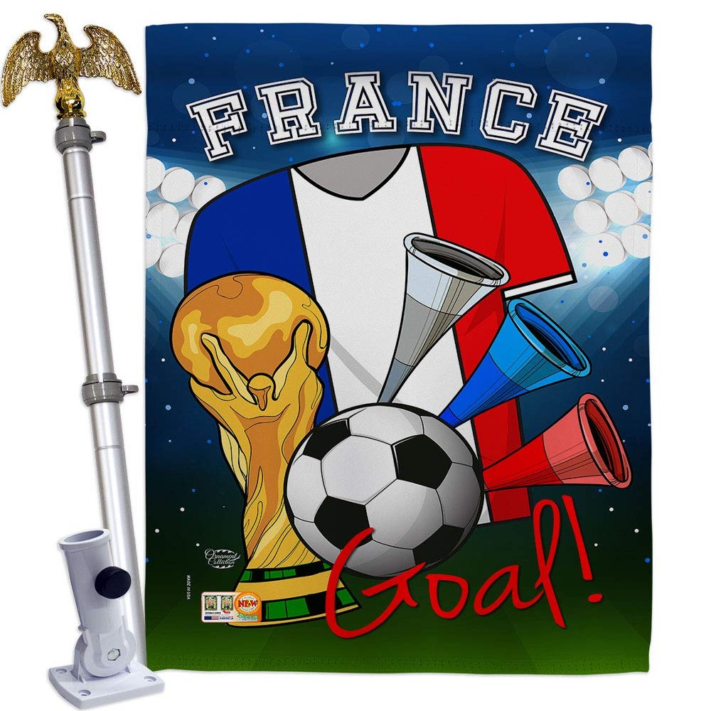 World Cup France Flags French Home Decor Banner Room Wall Art Patio Porch Lawn Garden Flag Stand Pole Outdoor Tapestry Yard Signs FIFA Gifts Sports Fan Trophy Soccer Game Football Made In USA