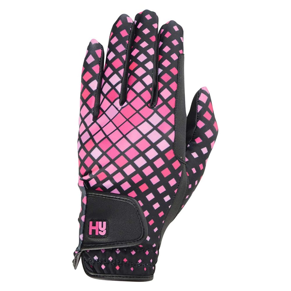 Hy5 Unisex Lightweight Printed Riding Gloves (XL) (Black/Light Pink/Cerise)