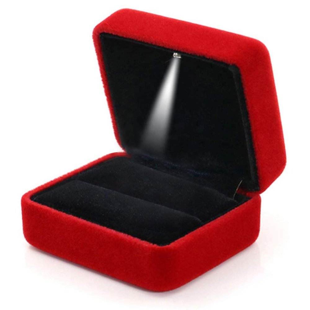 GBYAN Velvet Ring Box with LED Light Jewelry Display Gift Box for Proposal,Engagement, Wedding