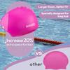 Aegend Swim Caps for Long Hair, Durable Silicone Swimming Caps for Women Men Adults Youths, Easy to Put On and Off, Waterproof Swim Hats Bathing Caps to Keep Hair Dry, 2 Pack, Black Pink view 2