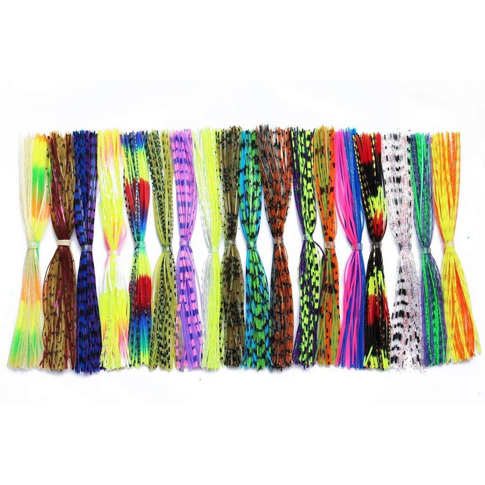 Tigofly 18 Bundles/Pack 12cm 4.75inch Double Color Silicone Skirts Legs Spinner Bait Squid Rubber Thread Fly Tying Materials