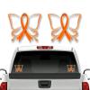4 Cancer Butterflies Ribbon 6'' & 3" Decal Set Leukemia Cancers Survivor Butterfly Gifts Women Vehicle Vinyl Decals Car SUV Truck Stickers (4 Decal Set - Orange Ribbon) view 1