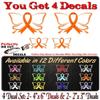 4 Cancer Butterflies Ribbon 6'' & 3" Decal Set Leukemia Cancers Survivor Butterfly Gifts Women Vehicle Vinyl Decals Car SUV Truck Stickers (4 Decal Set - Orange Ribbon) view 3