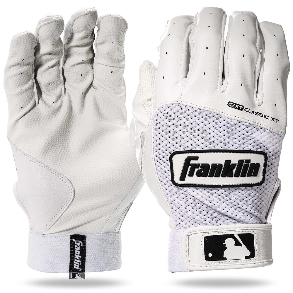 Franklin Sports Digitek Batting Glove Pair - White/White - Adult Small