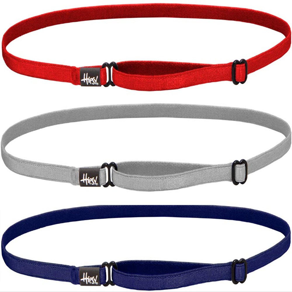 Hipsy Women's Elastic & Adjustable Stretchy Running Headband Multi Pack (Navy/Silver/Red Elastic 3pk)