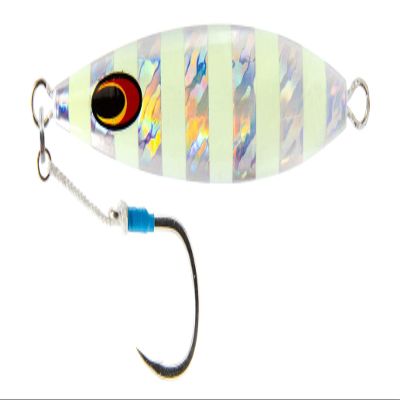 Nomad Design Back Slide Jig Versatile Classic Teardrop Shape Shallow & Deep Water Fishing, BKK Assist Hooks The Gypsy 80g - 3oz - Silver Glow Stripe