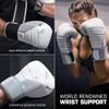 Hayabusa T3 Boxing Gloves for Men and Women Wrist and Knuckle Protection, Dual-X Hook and Loop Closure, Splinted Wrist Support, 5 Layer Foam Knuckle Padding - White/Grey, 14 oz view 4