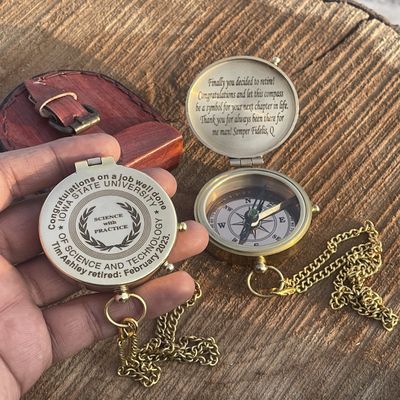 Personalized Compass Engraved Compass Antique Compass Brass Compass Gift for Graduation, Anniversary, Baptism, Retirement, Christmas - Working Compass