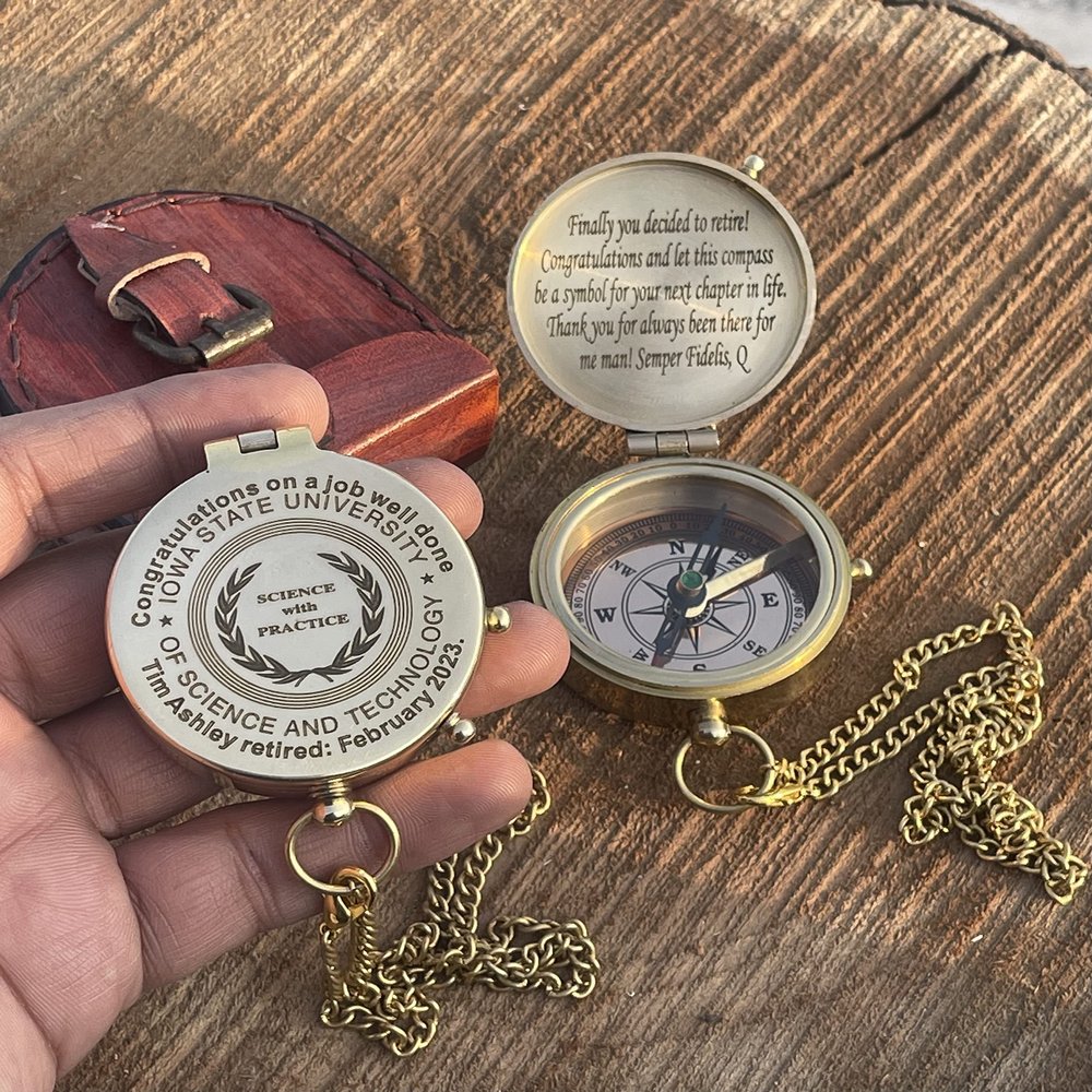 Personalized Compass Engraved Compass Antique Compass Brass Compass Gift for Graduation, Anniversary, Baptism, Retirement, Christmas - Working Compass