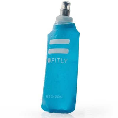 FITLY Soft Flask - 13.5 oz (400 ml) - Shrink As You Drink Pocket Soft Water Bottle for Hydration Pack/Running Vest- Folding Water Bottle for Running, Hiking, Cycling - Ski Water Bottles (FLASK400)