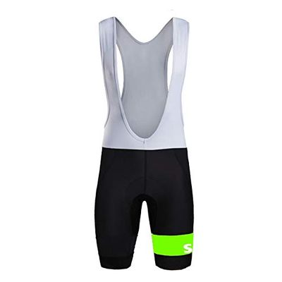 SGCIKER Men's Fluorescent Green Laser Cut Cycling Bib Shorts Bike 9D Gel Padded Cycle Tights Italia Power Band Bicycle Pants (M)