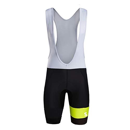 SGCIKER Men's Fluorescent Yellow Laser Cut Cycling Bib Shorts Bike 9D Gel Padded Cycle Tights Italia Power Band Bicycle Pants (S)