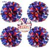 AUHOKY 4 Packs Metallic Cheerleading Cheer Pom Poms, Fluffy Cheerleader Pompoms with Finger-Friendly Ring, Cheering Pom poms for Squad Team Sports Game Dance Dress Party Kids Adults(Blue/Silver/Red) view 1