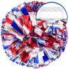 AUHOKY 4 Packs Metallic Cheerleading Cheer Pom Poms, Fluffy Cheerleader Pompoms with Finger-Friendly Ring, Cheering Pom poms for Squad Team Sports Game Dance Dress Party Kids Adults(Blue/Silver/Red) view 2