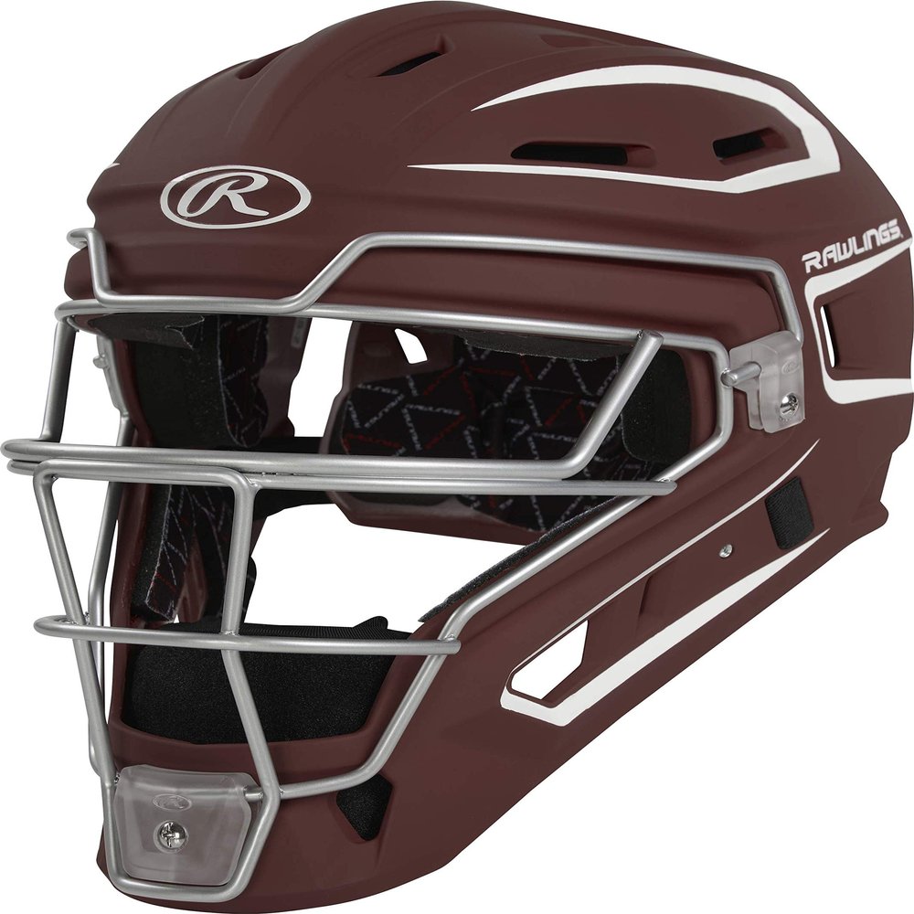 Rawlings | VELO 2.0 Catcher's Helmet | Baseball | Junior (6 1/2" - 7") | Cardinal/White