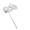AZYOUNG Women's Masquerade Masks Side Feather Flower Petal Hand Held Lace Mask with Stick,(White) view 1