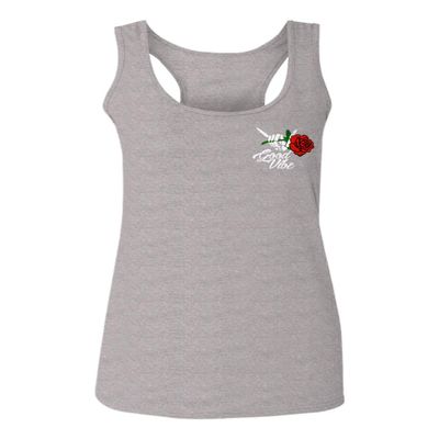 0184. dope Streetwear Graphic Good Vibe Red Rose Flowers Bones Hand Shaka Women's Tank Top Racerback (Light Gray Small)