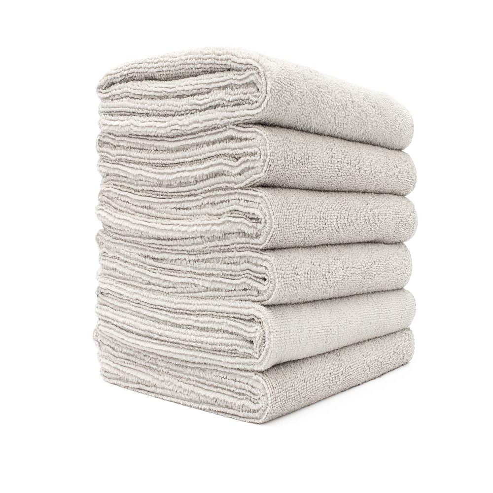 The Rag Company Microfiber Spa and Yoga Towel - Soft and Absorbent Towel for Gym, Spa, Exercise, Hotel, and Resort Use - Dries Fast - 16x27 inches, Ice Grey, 6-Pack