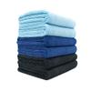 The Rag Company Microfiber Spa and Yoga Towel - Soft and Absorbent Towel for Gym, Spa, Exercise, Hotel, and Resort Use - Dries Fast - 16x27 inches - Light Blue, Royal Blue, Black, 6-Pack view 1