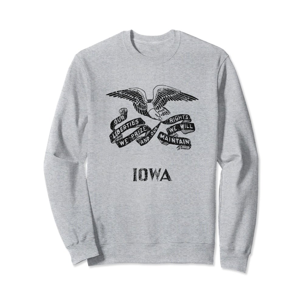 Vintage Iowa Flag Distressed Style Souvenir Gift Men Women Sweatshirt