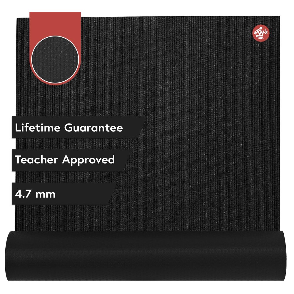 Manduka PROlite Yoga Mat 71" - 4.7mm | Lifetime Durability | Hygienic Construction | Teacher Approved | 71 x 24 inches | Black