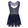 ACSUSS Girls Gymnastics Ballet Dance Tank Top Leotard Tutu Dress Dancewear Metallic Mesh Splice Cutout Unitard Bodysuit Navy_Blue 6 view 2