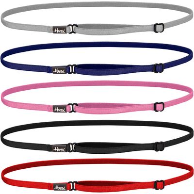 Hipsy Women's Elastic & Adjustable No Slip Running Headband Multi Pack (Red/Black/Pink/Navy/Silver Elastic 5pk)