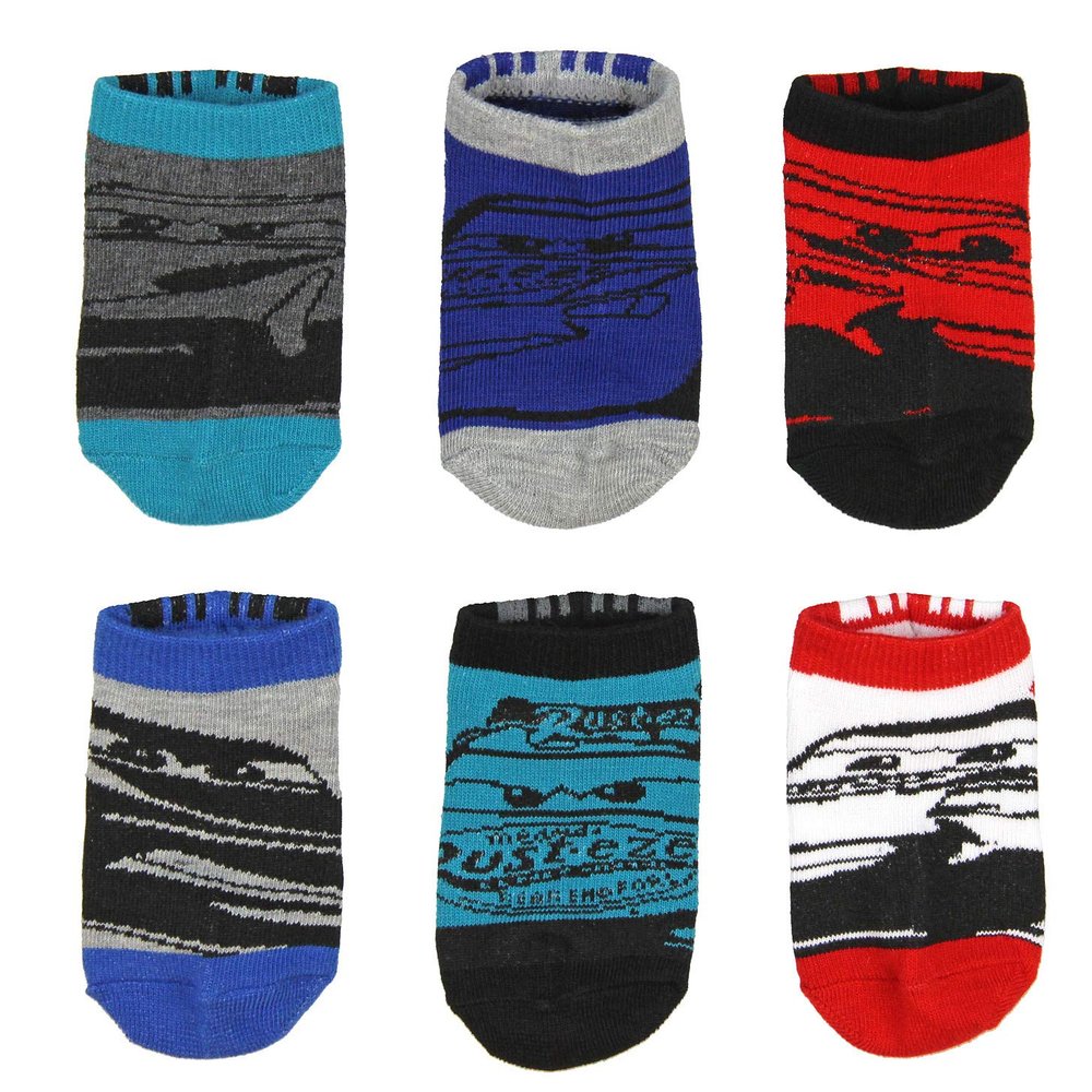Disney Cars 3 Toddler Little Boys' Kids Lightning McQueen Character Ankle No Show Socks 6 Pairs (4-6)