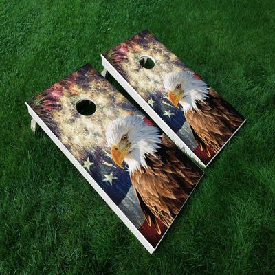 Distressed America 06 USA Flag Cornhole WRAP Set Vinyl Board Decal Baggo Bag Toss Boards * Made in The USA *